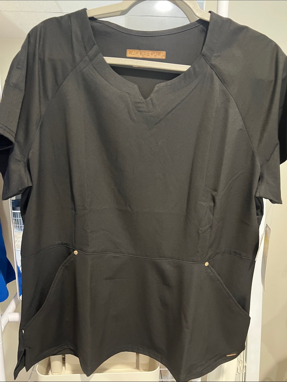 Lauderdale Black Medical Scrub Top NWT with Front Pockets